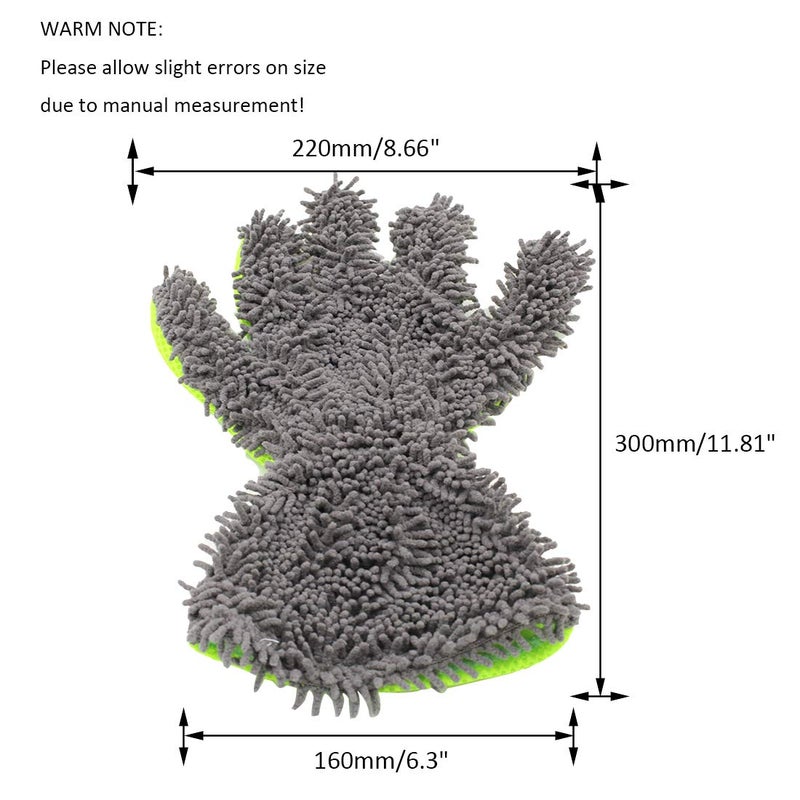 BokWin 2-Pack Car Wash Mitt Scratch Free, 5-Finger Microfiber Wash Mitts, Car Interior Exterior Cleaning Gloves, Auto Chenille Washing Sponge Kits for Cleaning Wheel Tight Spot - Image 3